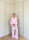 HR-1473H&R ButikBel - Ades Çizgi Detaylı Puantiyeli Takım Pembe
