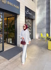 HR-1208H&R ButikBel - Ades Çizgi Detaylı Puantiyeli Takım Beyaz