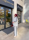 HR-1208H&R ButikBel - Ades Çizgi Detaylı Puantiyeli Takım Beyaz