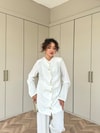 TAKM-2003H&R ButikDilara Ön Düğmeli Takım Beyaz