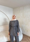 TAKM-1948H&R ButikDuen Kırışık Takım Antrasit