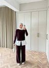 HR-3397H&R ButikDuq- Gömlek Detaylı Triko Takım Mürdüm