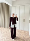 HR-3397H&R ButikDuq- Gömlek Detaylı Triko Takım Mürdüm