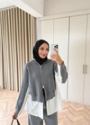 HR-3397H&R ButikDuq- Gömlek Detaylı Triko Takım Gri