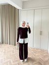 HR-3397H&R ButikDuq- Gömlek Detaylı Triko Takım Mürdüm
