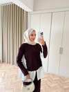 HR-3397H&R ButikDuq- Gömlek Detaylı Triko Takım Mürdüm