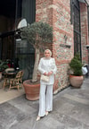 TAKM-1927H&R ButikElif Gül Detaylı Takım Beyaz