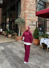 TAKM-1893H&R ButikErla Taş Detaylı Eşofman Takımı Bordo