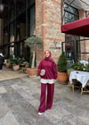 TAKM-1893H&R ButikErla Taş Detaylı Eşofman Takımı Bordo