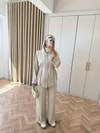 HR-2921H&R ButikFus- Dina Yan Detaylı Oysh Takım Bej