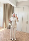 HR-2921H&R ButikFus- Dina Yan Detaylı Oysh Takım Bej