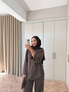 HR-2921H&R ButikFus- Dina Yan Detaylı Oysh Takım Kahve