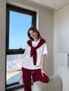 HR-3230H&R ButikHap- Atkılı Kısakol Takım Bordo