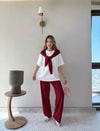 HR-3230H&R ButikHap- Atkılı Kısakol Takım Bordo