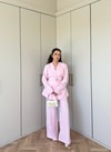 HR-0925H&R ButikHap - LeaL Kemerli Ceket Takım Pembe