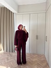 HR-2901H&R ButikHen- Fila Oversize Oysh Takım Bordo