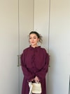 HR-0960H&R ButikHen - Lamia Şifon Etekli Takım Mürdüm