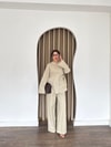 HR-3109H&R ButikHen- Tima Ön Düğmeli Gabardin Takım Bej