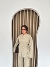 HR-3109H&R ButikHen- Tima Ön Düğmeli Gabardin Takım Bej