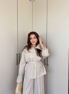 HR-1059H&R ButikHot- Bila Çizgili Takım Açık Bej