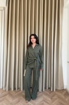 HR-1313H&R ButikHot- Rima Ön Detaylı Keten Takım Haki