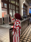 HR-1507H&R ButikHR - Hira Çizgi Desen Bordo - Beyaz