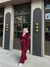 TAKM-1760H&R ButikJoan Kürk Detaylı Scuba Takım Bordo