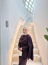 TAKM-2177H&R ButikJose Tensel Pelerin Detaylı Takım Mürdüm
