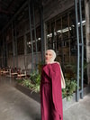 TAKM-1938H&R ButikLia Pelerinli Keten Takım Bordo