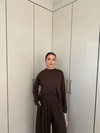 HR-2733H&R ButikMıs- Hilla Pantolon Büzgülü Takım Acı Kahve