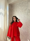 HR-1371H&R ButikMsn- Ramia Modal Takım Kırmızı