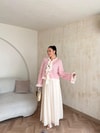 HR-0807H&R ButikNg- Mina Etekli Takım Pembe Beyaz