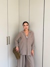 HR-1463H&R ButikNG - Wişal Keten Takım Vizon