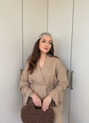 HR-1044H&R ButikNurül Keten Bağcıklı Takım Koyu Camel