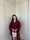HR-0932H&R ButikPOL - Hena Yan Bağlamalı Takım Bordo