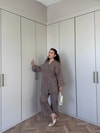HR-0916H&R ButikPOL - Hena Yan Bağlamalı Takım Kahve