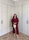 HR-0932H&R ButikPOL - Hena Yan Bağlamalı Takım Bordo