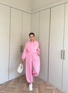 HR-1458H&R ButikPol- Rosa Paça Lastikli Oysh Takım Pembe