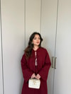 HR-1037H&R ButikPol - Üla Ön Bağlamalı Keten Etekli Takım Bordo