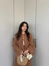 HR-1038H&R ButikPol - Üla Ön Bağlamalı Keten Etekli Takım Tarçın