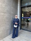 HR-1235H&R ButikPol- Yuşa Çizgi Detaylı Takım Lacivert