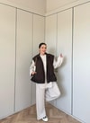 HR-2834H&R ButikPw - Esio Yelekli Oysh Takım Kahve-Taş