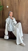 HR-2837H&R ButikPw - Esio Yelekli Oysh Takım Beyaz-Gri