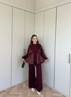 HR-2136H&R ButikPw - Jila Beli Bağlamalı Oysh Takım Bordo