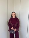 HR-2136H&R ButikPw - Jila Beli Bağlamalı Oysh Takım Bordo