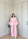 HR-2401H&R ButikPw - Jila Beli Bağlamalı Oysh Takım Pembe