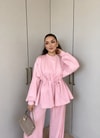 HR-2401H&R ButikPw - Jila Beli Bağlamalı Oysh Takım Pembe