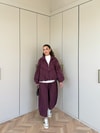 HR-1528H&R ButikPw- Kilas Üst 3 Şeritli Modal Takım Mürdüm