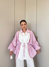 HR-2832H&R ButikPw - Nesa Çizgi Detaylı Oysh Takım Pembe