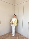 HR-2833H&R ButikPw - Nesa Çizgi Detaylı Oysh Takım Sarı
